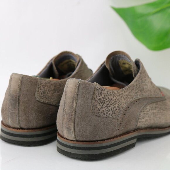 BullBoxer Mens Stanten Oxford Size 8 Gray Textured Leather Plain Toe Dress Shoe - Picture 5 of 12